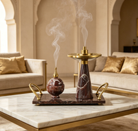 Ensemble de brûleurs d'encens en marbre naturel pour la décoration de la maison au Ramadan, Mabkhara arabe, décoration de table pour la maison