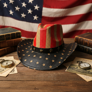 Sombrero de Vaquero Unisex de Paja con Diseño de Bandera Americana, Ala Moldeable, Sombreros para Fiestas Vaqueras de Texas, Actividades al Aire Libre, Viajes de Verano - Product Image 4