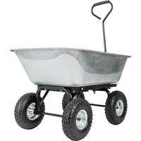 Carro de descarga de metal de 500 Kg Carro de plataforma rodante industrial con ruedas de 10 "para almacenamiento, jardinería y uso del sitio de construcción