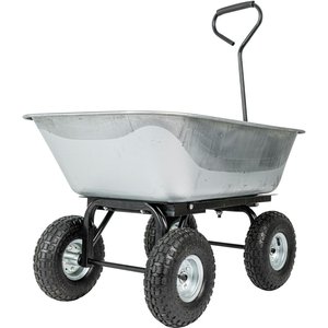 Chariot à benne basculante en métal de 500 kg avec roues de 10 pouces pour l'entreposage, le jardinage et l'utilisation sur les chantiers de construction - Product Image 4
