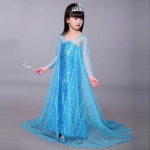 Nuevo Vestido de Lentejuelas para Niñas, Ropa de Fiesta, Disfraz de Princesa para Niñas, Color Blanco y Azul - Product Image 2