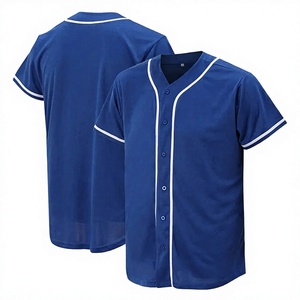Maillot de baseball bleu à manches courtes, boutonné devant, unisexe, adulte, respirant, séchage rapide, grandes tailles, poches, polyester, vêtements de sport - Product Image 4