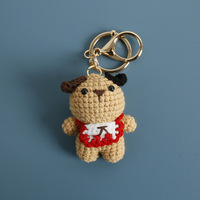 Porte-clés Amigurumi au crochet fait main, mini animaux mignons tricotés : Tigre, Chat, Lapin, Chien, Capybara, avec écharpe