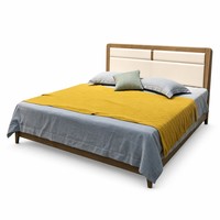 Lit double élégant en bois massif italien, rembourré en cuir et silicone, pour hôtel, villa, suite principale, vente en gros OEM
