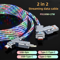 Kabel pengisi daya Universal 4 in 1, kabel pengisi daya USB All in 1 1 1M 100W PD 6A semua dalam satu USB A/C ke C/L 4 in 1 untuk iPhone Android