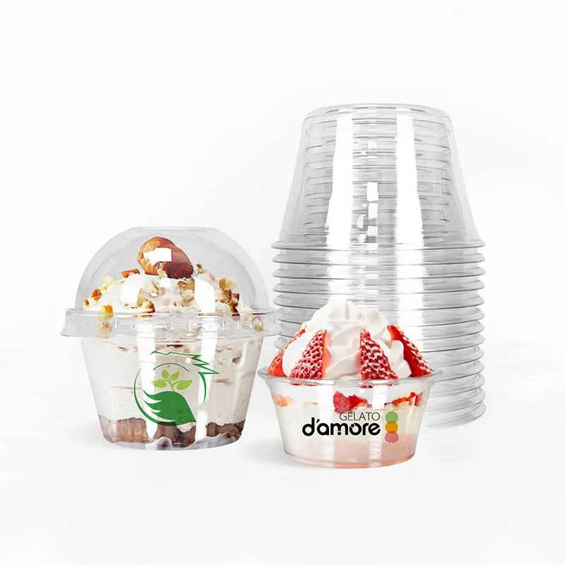 Disposable biodegradable clear foodcontainer plastic cup icecream ice cream pla bpa free sundae yogurt desert cup