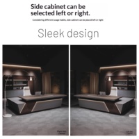 Bureau de direction moderne et minimaliste de luxe, bureau de PDG en bois haut de gamme avec éclairage LED, table de direction élégante et contemporaine