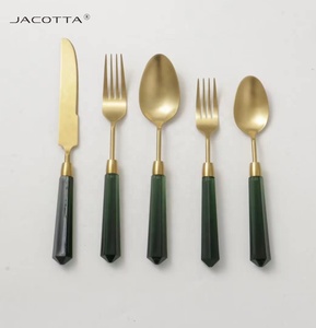 Bán Buôn Qzq Phương Tây Số Lượng Lớn Nghiền Nát Kim Cương Tím Màu Xanh Lá Cây Wedding Party Màu Acrylic Dao Kéo Flatware Bạc Bộ - Product Image 5