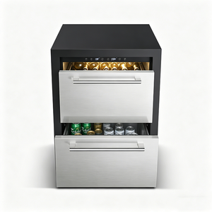 Réfrigérateur de bar à vin et bière noir et durable en acier inoxydable, <span class=keywords><strong>encastrable</strong></span>, 145 L, sans givre, double zone, pour la maison et le bureau, avec tiroirs - Product Image 3