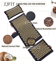 Ensemble de tapis et d'oreiller d'acupression personnalisés ZJ, en lin naturel de qualité supérieure et garnissage en fibres de noix de coco, pour soulager les douleurs dorsales, cervicales et sciatiques