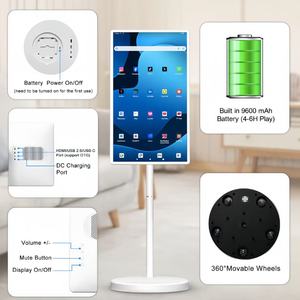 <span class=keywords><strong>Smart</strong></span> 27/24 InchTV con supporto da pavimento <span class=keywords><strong>Monitor</strong></span> Mobile Stand batteria per Fitness Home Office Wireless Casting Audio Touch Screen - Product Image 4