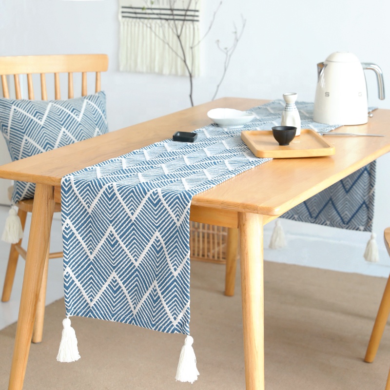 Хлопковая Полиэстеровая Геометрическая жаккардовая кровати, домашний декор, Свадебный декор, бохо, ручная работа, с кисточками, обеденная скатерть, Всесезонная