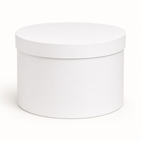 Boîte à chapeau personnalisée en carton blanc certifié FSC, format sur mesure, ronde, avec pelliculage mat et estampage à chaud doré, pour emballage floral