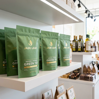 Sachet d'emballage personnalisé imprimé pour thé vert de qualité alimentaire, pochette verticale avec doublure VMPET, sachet Mylar anti-odeur pour café et thé