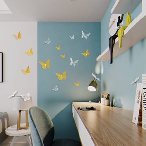 12Pcs 3D Papillon Décor Papillon Décoration Murale Autocollants Papillons Dorés pour Fête Anniversaire Gâteau <span class=keywords><strong>Chambre</strong></span> et Décorations Murales - Product Image 5