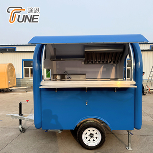 Remorque à café ronde de style camping-car vintage, chariot alimentaire mobile pour la vente de bubble tea et de snacks - Product Image 1