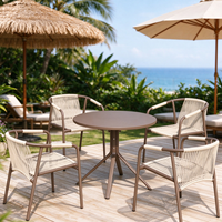 Ensemble table et chaises pliantes en aluminium, style moderne minimaliste, résistant à la rouille et aux intempéries, idéal pour café, salon de thé, jardin - Vente directe usine