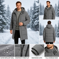 Manteau d'hiver long à capuche pour homme AQTQ, épais et chaud, parka rembourrée mi-longue avec plusieurs poches zippées pour le temps froid