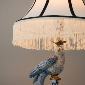 Palazzo di lusso 5000mAh batteria in resina lampada da tavolo a LED Cordless blu pappagallo campana nappa <span class=keywords><strong>paralume</strong></span> E14 2700K caldo Touch Control - Product Image 2