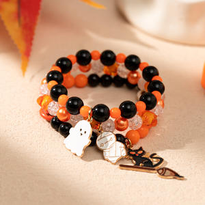 2025 bijoux multicouches citrouille fantôme Bracelet Ins couleur drôle Halloween perles élastiques en gros avec gouttes d'huile breloques - Product Image 4