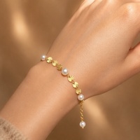 Nouveau Bracelet Femme en Acier Inoxydable Plaqué Or 18K, Motif Goutte d'Eau, Bateau, Perle de Rivière, Flocon de Neige, Chaîne, Prêt à Expédier, Vente en Gros, Cadeau Bijoux