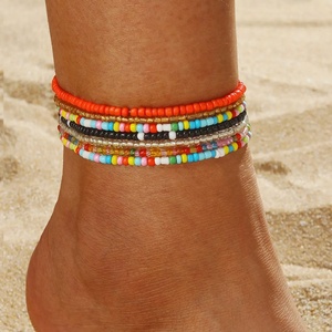 Custom Jewelry Waterproof New Fashion Jewelry Boho Colorful Bead <b>Beaded</b> <b>Anklets</b> for Women Jewelry Making - Product Image 1
