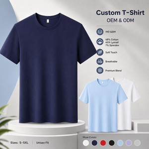 เสื้อยืดโลโก้สั่งทำ OEM ODM พรีเมียม 190 GSM ผ้าผสมไลโอเซลล์และคอตตอน ระบายอากาศได้ดี เสื้อยืดเรียบๆ แบบยูนิเซ็กส์ ไซส์ใหญ่พิเศษ S-4XL ขายส่ง - Product Image 1