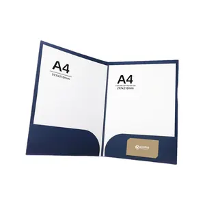 Custom A4 200gsm Kraft Paper/Document Presentation File Folders Hot Gold Stamping Print for Business Folders with Two Pockets