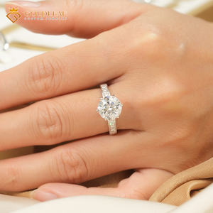 Bague en or feuille d'or personnalisée, or blanc 10k 14k 18k, diamant de laboratoire taille ronde 1ct 2ct 3ct DEF VVS VS - Product Image 2