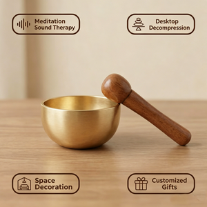 Mini bol chantant en laiton pour sonothérapie, bol sonore apaisant pour la thérapie manuelle, bol chantant en cuivre, son harmonieux de bois de santal - Product Image 5