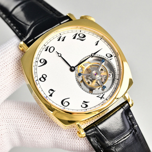 Trendy Top Luxury Stainless Steel Case Black Genuine Leather Strap Men's Tourbillon <b>Watch</b> Sports Running <b>Watch</b> - Product Image 3