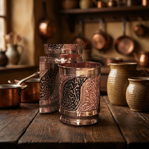 Tasse à thé en métal artisanale orientale avec motif floral pour cadeau de mariage adultes - Product Image 4
