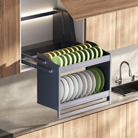 Cesto Deslizante Moderno de Liga de Alumínio com Elevação Automática para Armário de Cozinha, Controle por Toque com Sensor Inteligente