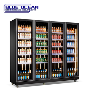 Refroidisseur de bouteille de boisson à porte <span class=keywords><strong>en</strong></span> verre verticale à <span class=keywords><strong>4</strong></span> portes à température unique pour le mode de refroidissement par <span class=keywords><strong>air</strong></span> <span class=keywords><strong>d</strong></span>'épicerie de supermarché - Product Image 1