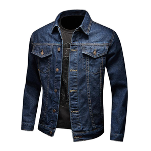 Vente en gros en usine veste en jean décontractée pour hommes coupe-vent extérieur d'hiver avec techniques réfléchissantes de lavage de la peau - Product Image 1