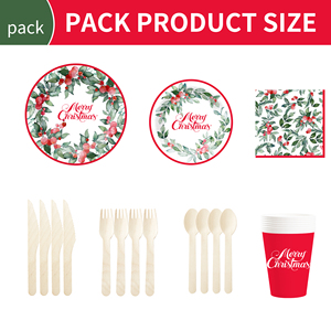 ชุดอุปกรณ์บนโต๊ะอาหารสำหรับงานเลี้ยงคริสต์มาส DAMAI แบบกำหนดเอง พร้อมลายใบไม้สีเขียว จานกระดาษ แก้วกระดาษ ผ้าเช็ดปาก ของตกแต่งแบบใช้แล้วทิ้ง - Product Image 2