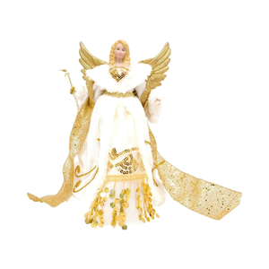 Figurine et jouet festifs traditionnels en plastique de 30 cm, crème/doré, pour atelier de Noël, intérieur/extérieur - Product Image 1