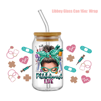 Nouvelles enveloppes UV DTF Nurse Life prêtes à l'emploi pour impression par transfert sur gobelets médicaux UV 16oz, design imprimé pour verres Libbey, personnalisables