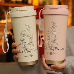 Mug thermos personnalisé muguet muguet fille grande valeur doublure en céramique paille double tasse à boire tasse cadeau - Product Image 3