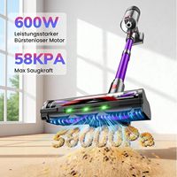 Aspirateur Balai Sans Fil 60KPa Forte Aspiration 80 Min d'Autonomie Portable Filtration HEPA Sèche pour Poils d'Animaux/Moquettes/Sols Durs