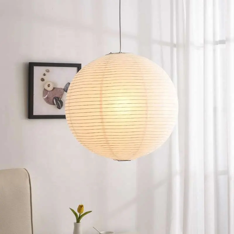Круглый подвесной светильник в японском стиле из рисовой бумаги для квартиры, комнатный кухонный подвесной светильник в виде шара