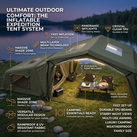 Tente combinée gonflable pour le camping, option de couleur OEM, capacité 3-4 personnes, idéale pour les fêtes en extérieur et les vacances à la plage