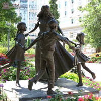 Estatua de Bronce TREVI de Maestro y Niños, Escultura Decorativa para Espacios Escolares