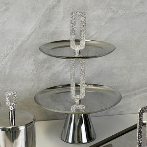 Plateau <span class=keywords><strong>à</strong></span> fruits moderne de luxe en acier inoxydable argenté Offres Spéciales écologique pour chocolat gâteau aux fruits secs Dessert placage de <span class=keywords><strong>pain</strong></span> - Product Image 4