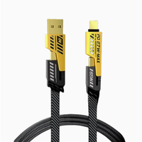 Kabel Data Pengisian Daya Super Cepat Tipe-C ke Tipe-C Empat-dalam-Satu Sudut Kanan untuk Ponsel dan Kamera