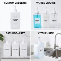 Bouteilles à pompe carrées en PE blanc en stock, vente en gros, flacons distributeurs vides personnalisés pour sous-conditionnement de liquides