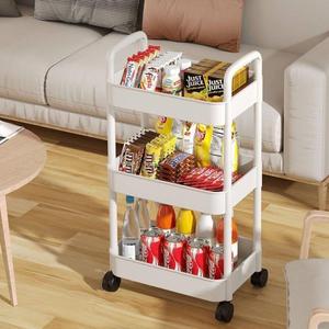 Chariot en plastique 30 cm à 3 niveaux avec roulettes pour rangement domestique, chambre et cuisine - Product Image 3