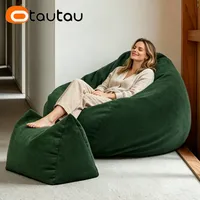 Housse de pouf d'angle moderne en chenille douce OTAUTAU DD023C sans rembourrage, housse amovible avec rangement