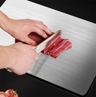 Planche à découper double face en acier inoxydable 304 de qualité alimentaire 39x28cm Écologique et compatible lave-vaisselle