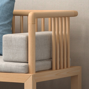 Ash Wood Daybed Modern Minimalist Chinese Zen Design Convertible <b>Sofa</b> <b>Bed</b> For <b>Small</b> Living Room Guesthouse - Product Image 3